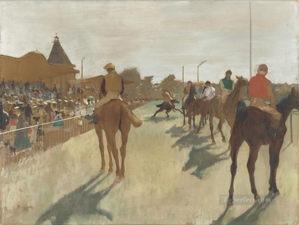 Racehorses in Front of the Grandstand Edgar Degas Oil Paintings